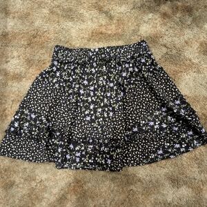 Lulu's Black and Purple Floral Skater Skirt